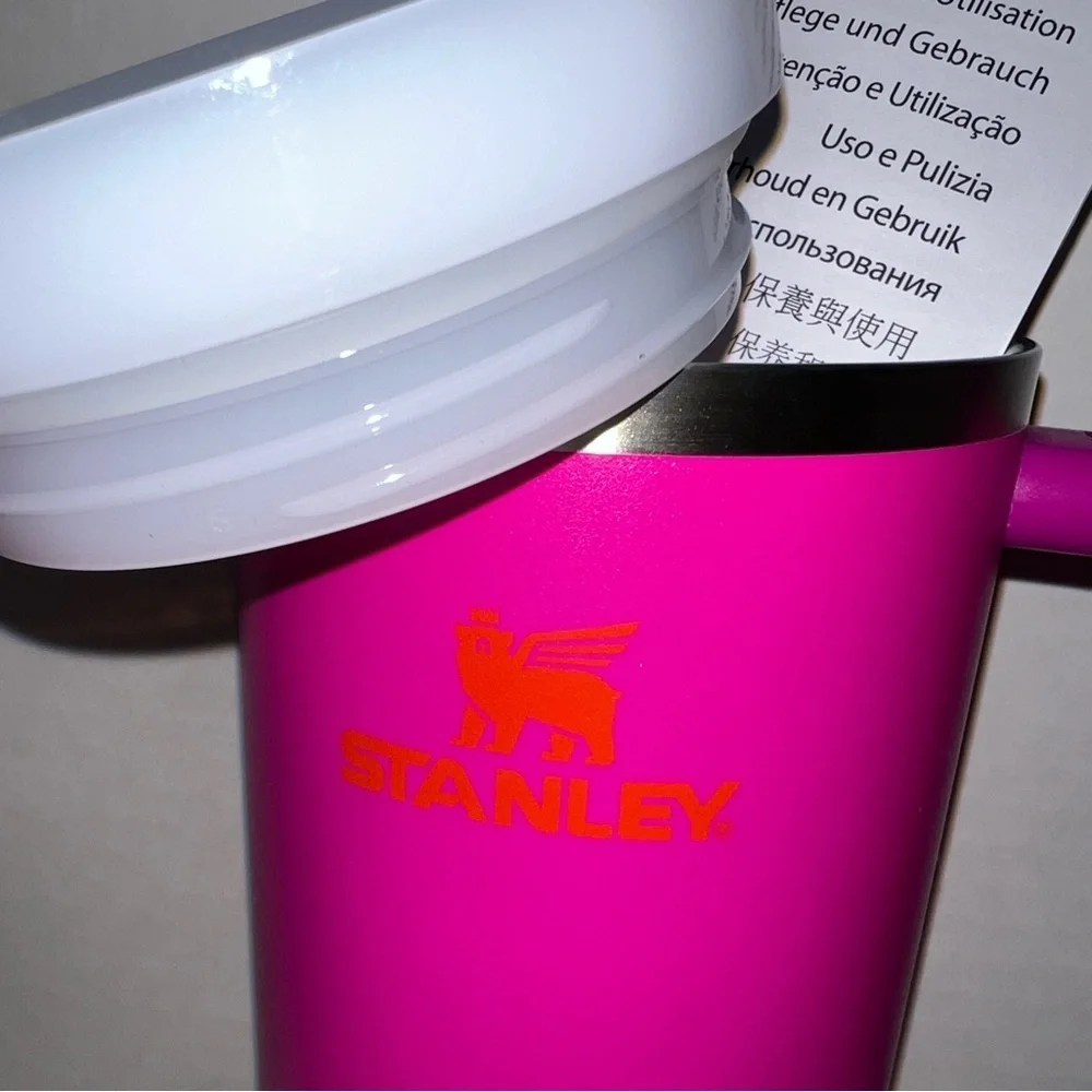 Stanley Vibrant Pink Tumbler with Orange Accent - Picture 10 of 13
